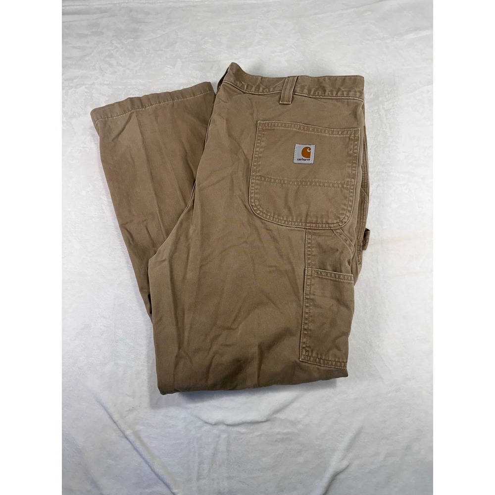 Carhartt B324 DKH Relaxed Fit Carpenter Pants 42x30 Dark Khaki Tan Mens